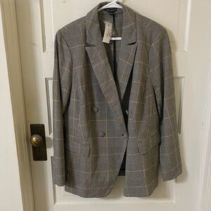 Lane Bryant Classic Gray Plaid Blazer